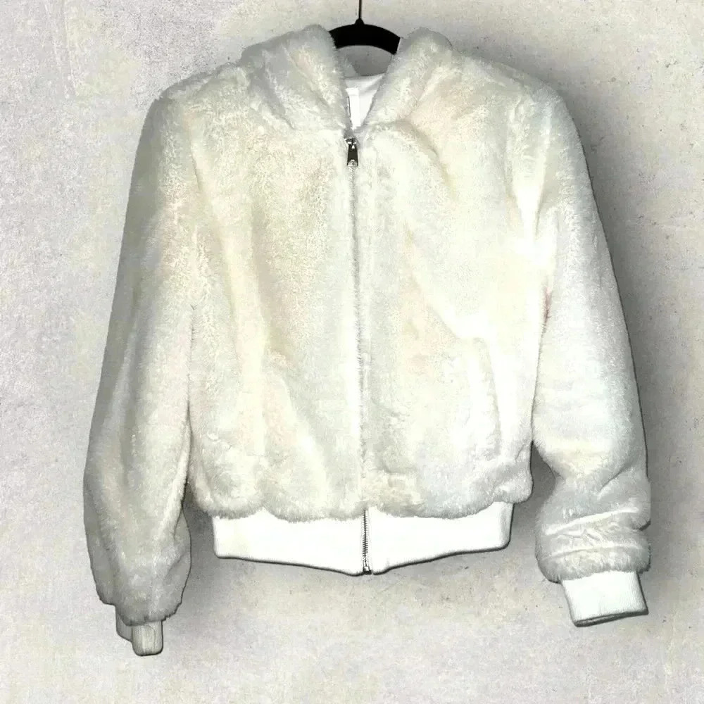 Size small faux fur zip up‎ hoodie